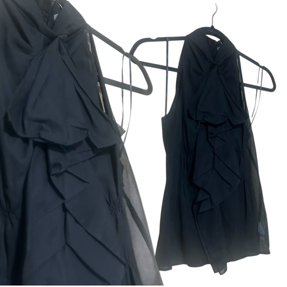 Vince black ruffle front top size 4 brand new cotton lightweight small